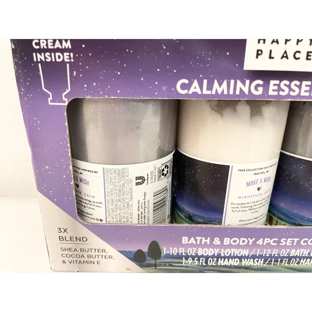 NEW Find Your Happy Place Calming Essentials Bath & Body 4PC Set Hand Body